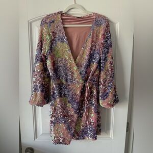 Aura Sequin Wrap Dress